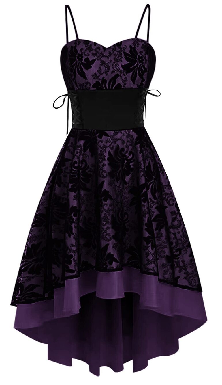 6365 Gothic Clothes Vintage Lace Dress Goth Punk Medieval Retro Spaghetti